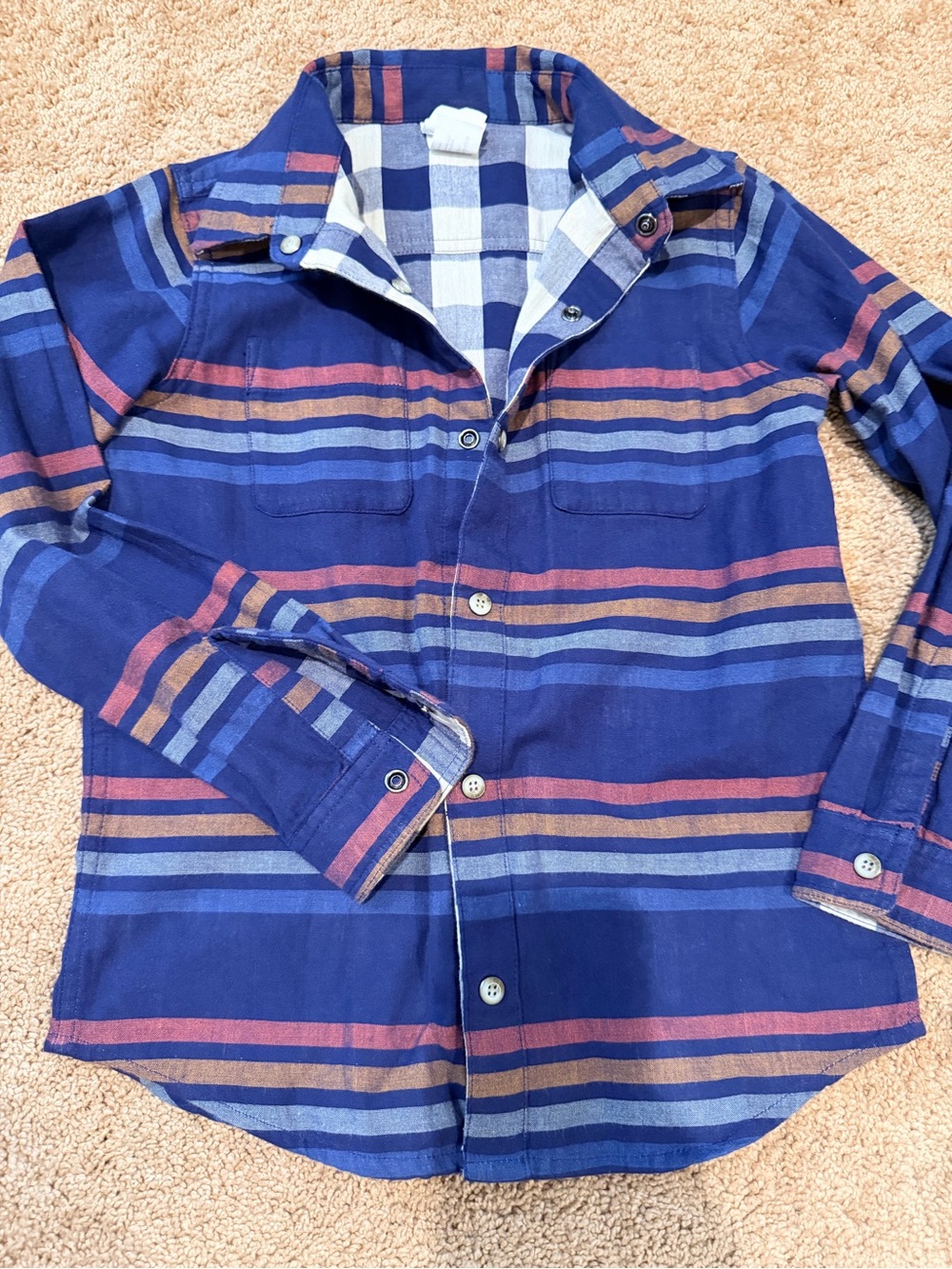 Hanna Andersson light weight reversible Button-Down Shirt